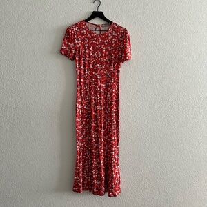 ASOS Red and White Floral Midi Dress